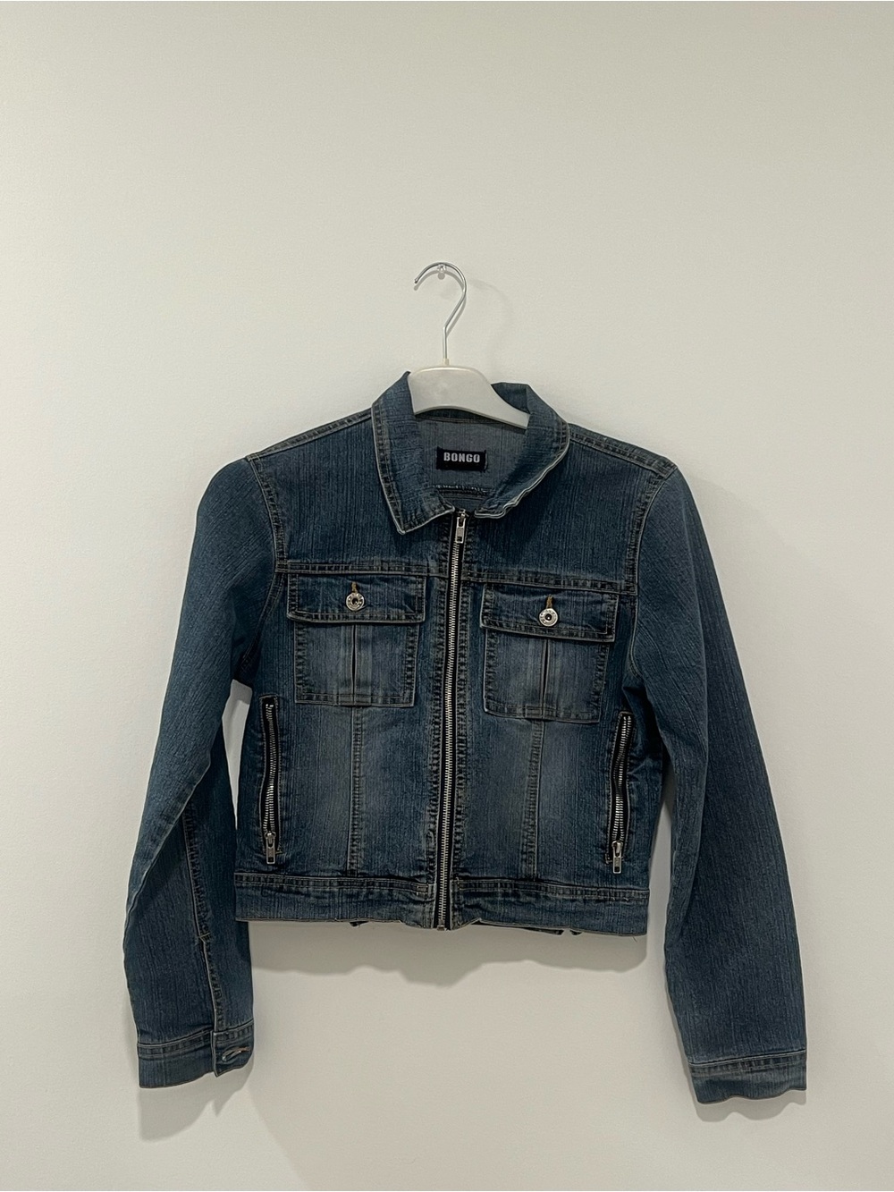 BONGO Girls' Dark Blue Denim Jean Jacket with Front Zip